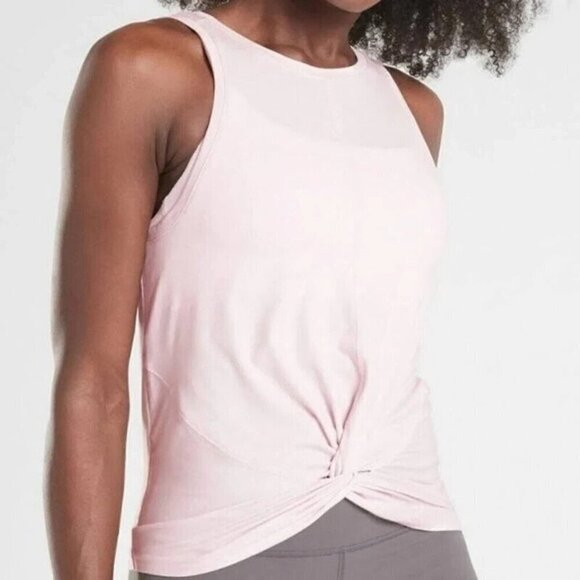ATHLETA Essence Twist Front Low Back Tank Top Sleeveless Athleisure Pink 1X 1-3 - Picture 1 of 16